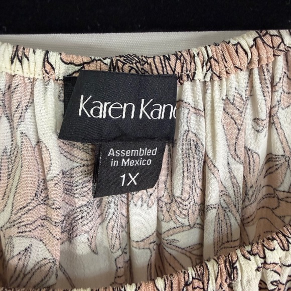 Karen Kane Womens Flowy Floral Peasant Blouse Top 1X NWT $148 Romantic Boho - Picture 3 of 12